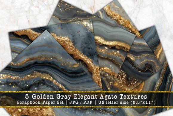 Download Golden Gray Elegant Agate Scrapbook Page - Scrapbook page Collection