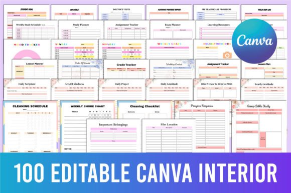 Download 100 Editable Canva KDP Interior - Premium Bundle
