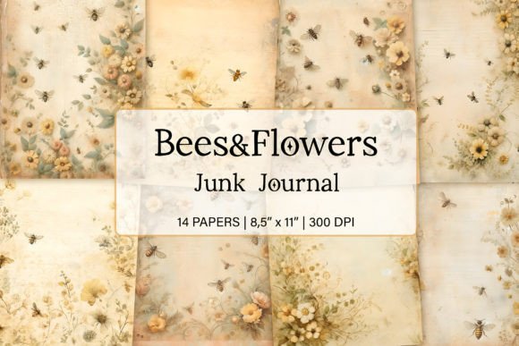 Download Bees Flowers Junk Journal Scrapbook Page - Scrapbook page Collection