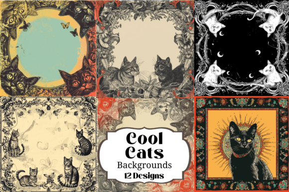 Download 12 Cats Scrapbook Page Backgrounds - Premium Bundle