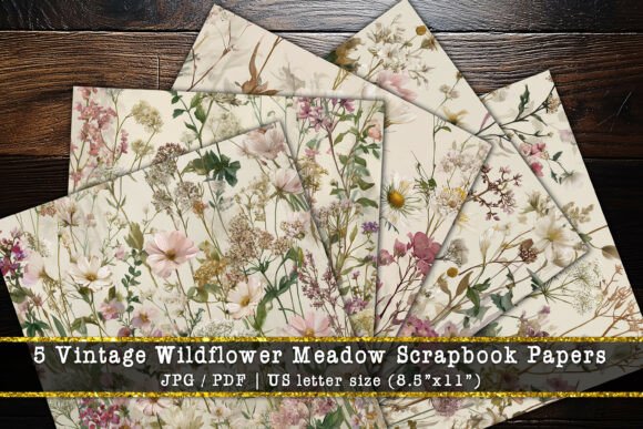 Download Vintage Wildflower Meadow Scrapbook Page - Scrapbook page Collection
