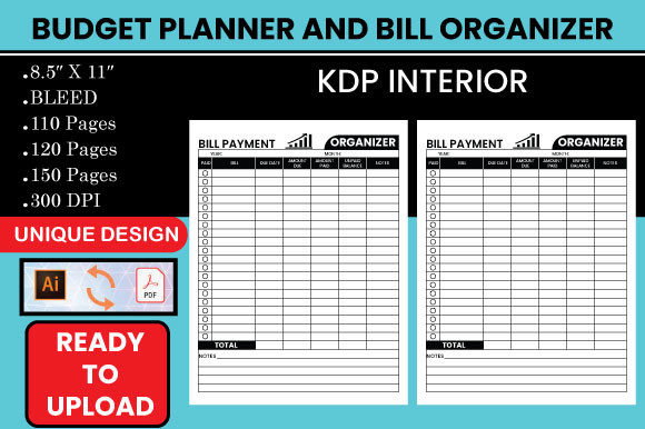 Download Budget Planner and Bill Organizer KDP - Budget planner and bill organizer Collection