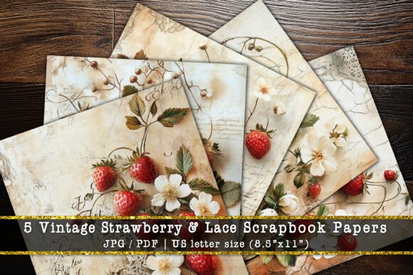 Download Vintage Strawberry &amp; Lace Scrapbook Page - Scrapbook page Collection