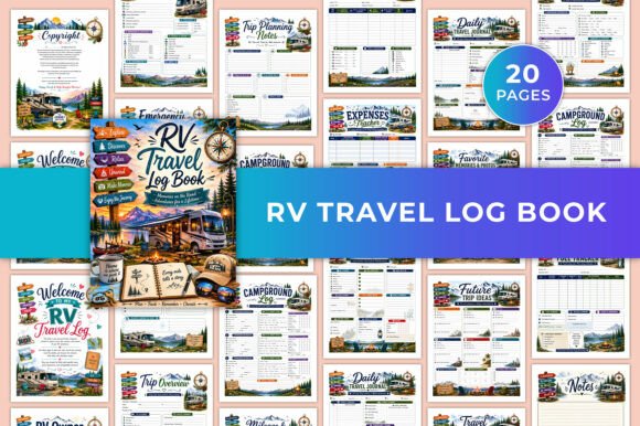 Download RV Travel Log Book KDP - Travel log Collection